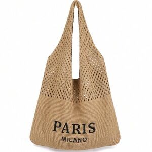 Tan Paris Milano Knit Tote Bag